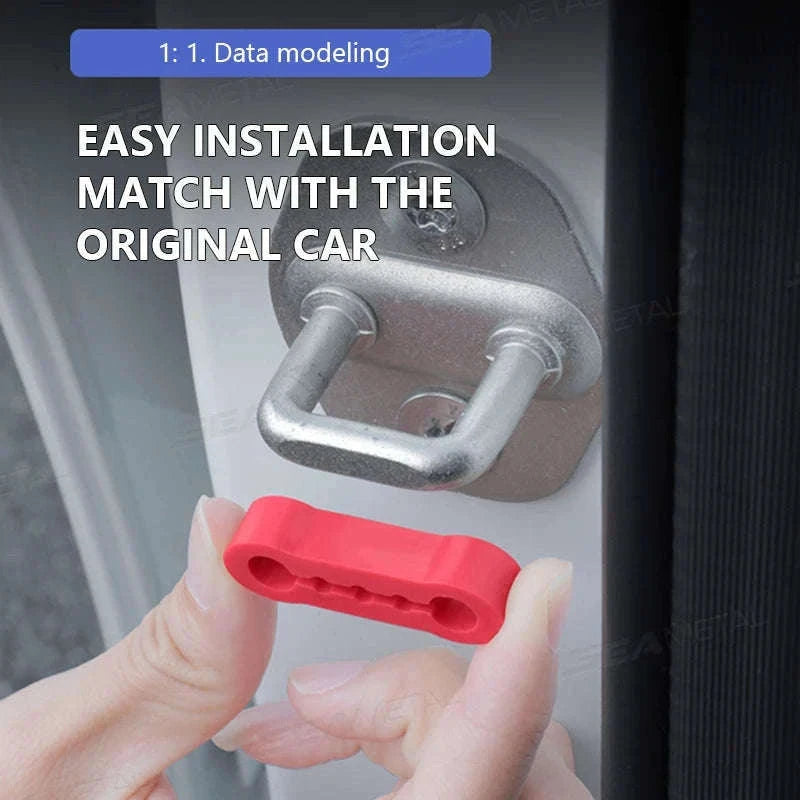 Car Door Buckle Cushion Pad-Red 4pcs