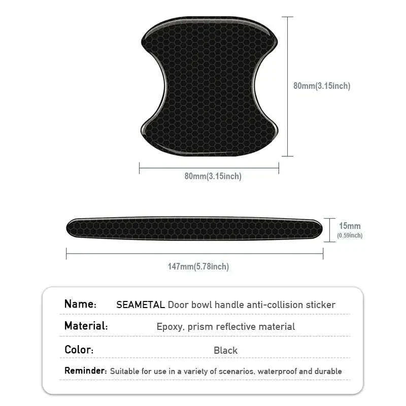 Car Door Handle Protective Film with Reflective Trim-Option A