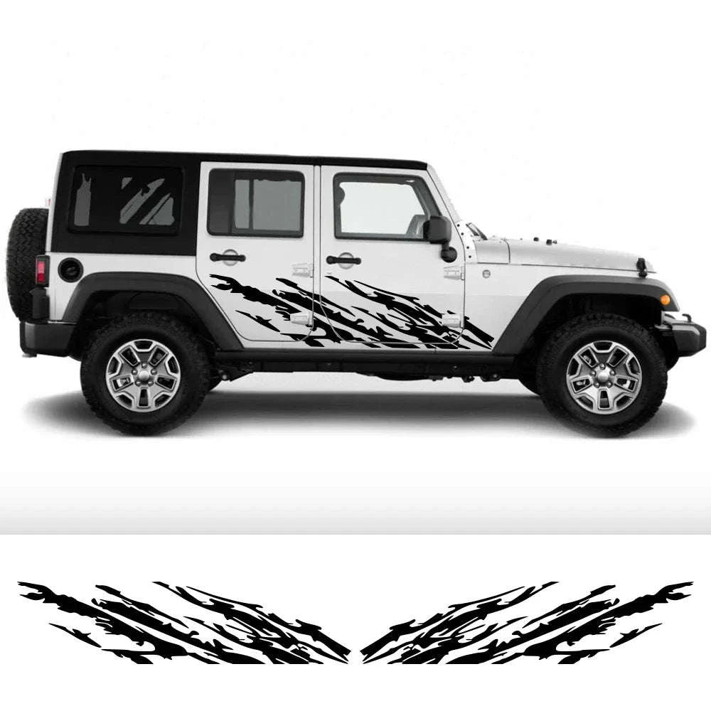 Car Door Side Stickers Mud Splashing Vinyl Decals-Matt Silver / 185x46cm