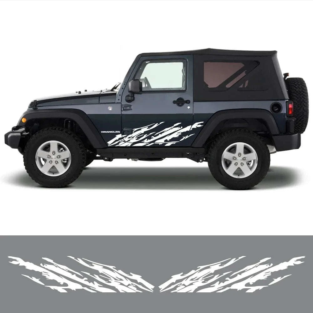 Car Door Side Stickers Mud Splashing Vinyl Decals-Matt Silver / 185x46cm