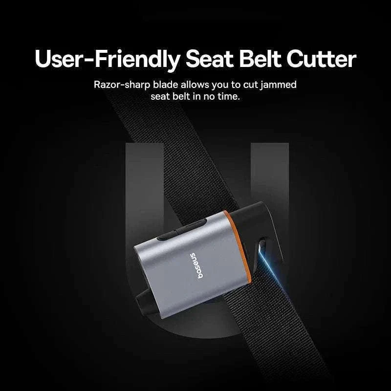 Car Emergency Hammer with Seatbelt Cutter & LED Safety Lamp-Black
