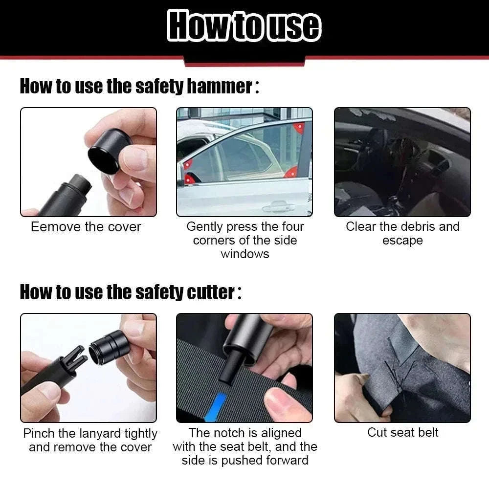 Car Emergency Window Breaker and Seat Belt Cutter-Black A / China Mainland