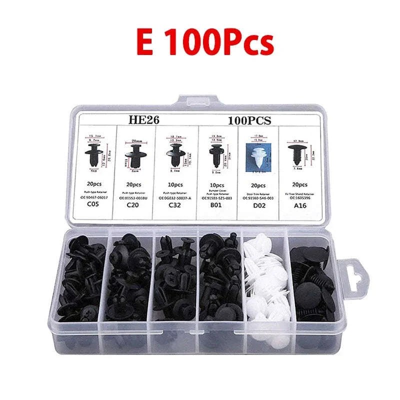 Car Fastener Clips Mixed Push Retainer Pin Rivet Kit-D 100Pcs (Bagged)