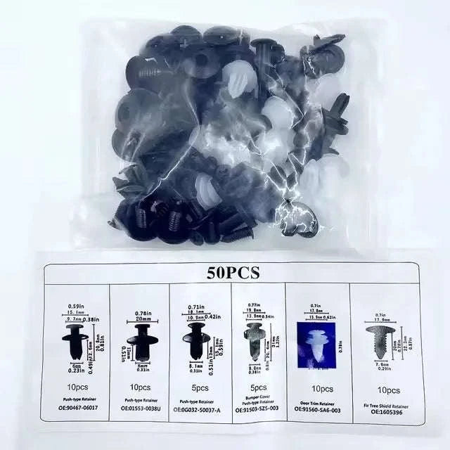 Car Fastener Clips Mixed Push Retainer Pin Rivet Kit-D 100Pcs (Bagged)