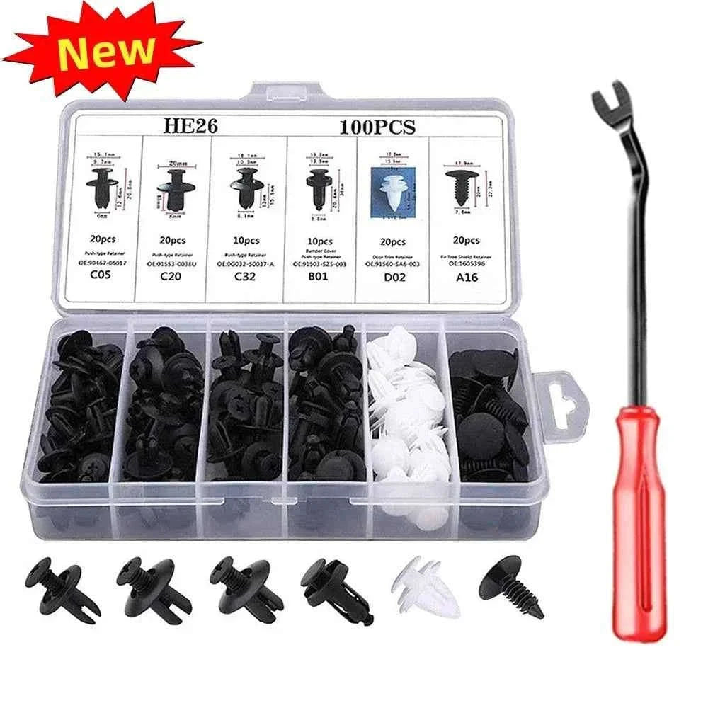 Car Fastener Clips Mixed Push Retainer Pin Rivet Kit-D 100Pcs (Bagged)