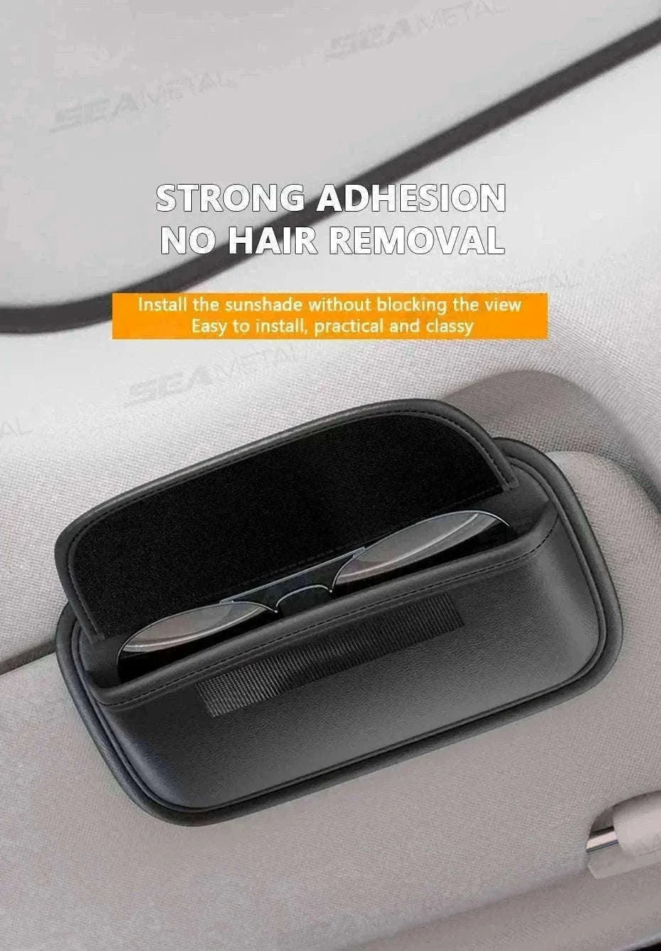 Car Glasses Case PU Leather Sunglasses Holder-Black