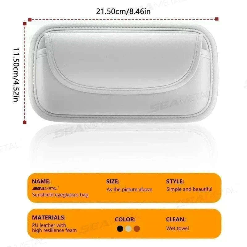 Car Glasses Case PU Leather Sunglasses Holder-Black