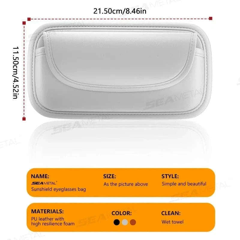 Car Glasses Case PU Leather Sunglasses Holder-Black