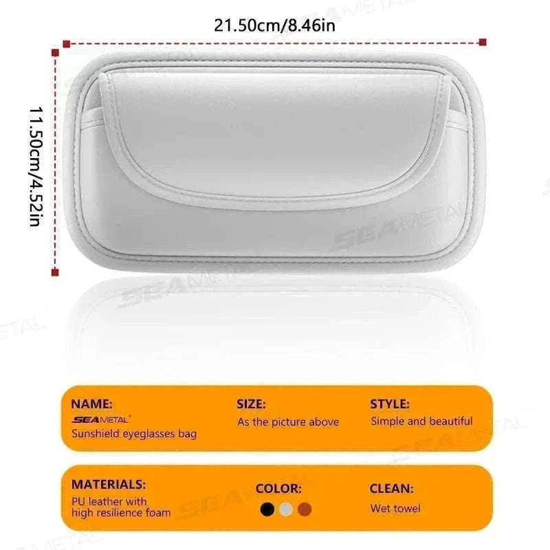 Car Glasses Case PU Leather Sunglasses Holder-Black