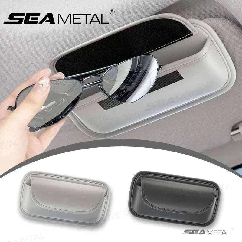 Car Glasses Case PU Leather Sunglasses Holder-Black