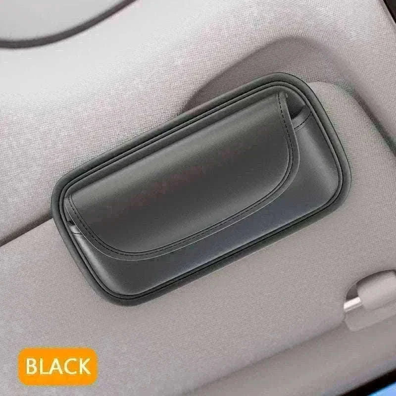 Car Glasses Case PU Leather Sunglasses Holder-Black