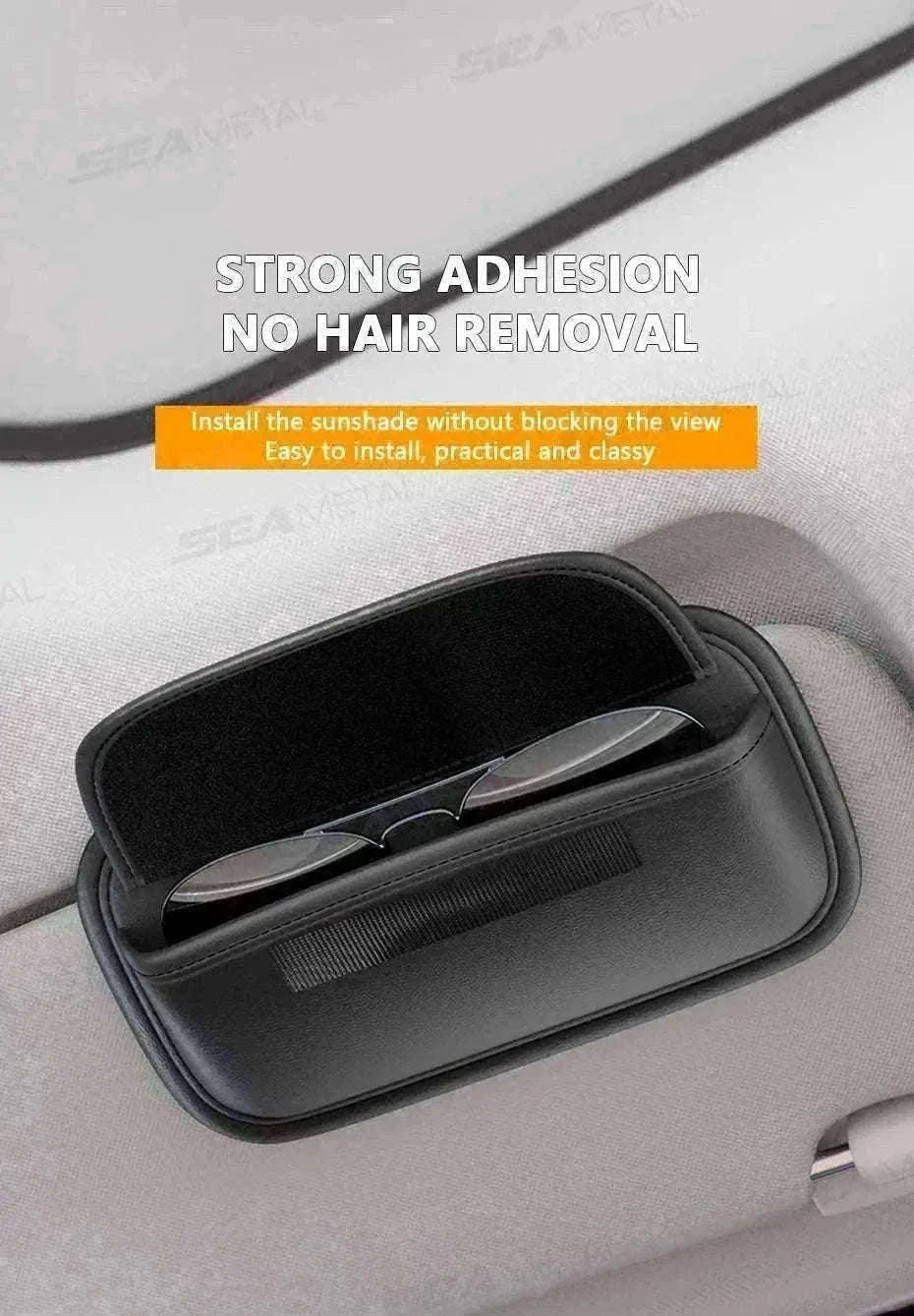 Car Glasses Case PU Leather Sunglasses Holder-Black