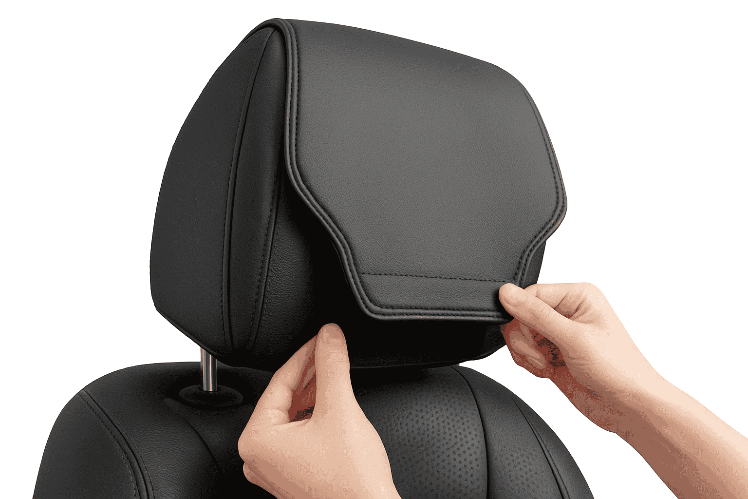 Car Headrest Cover Wear-Resistant Leatherette Protection-Brown 1pc
