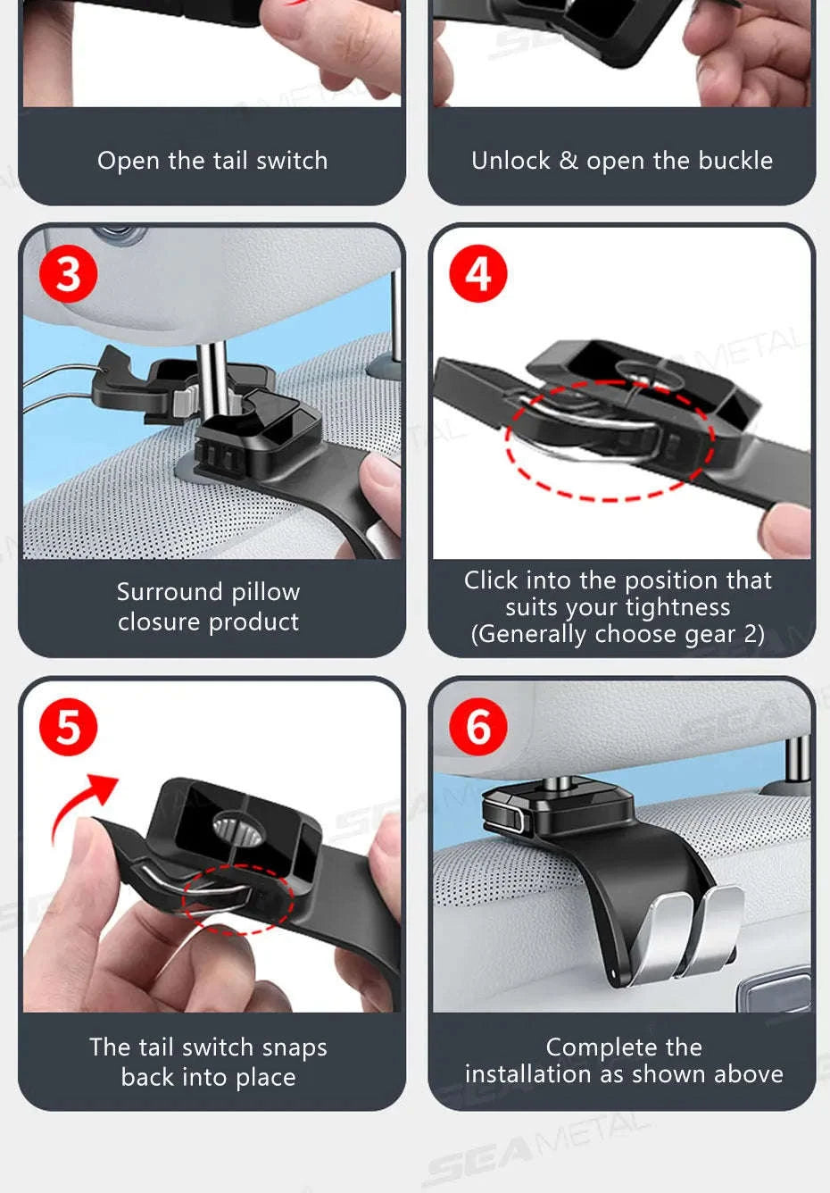 Car Headrest Hook 25kg Foldable Rear Seat Hanger-1pc