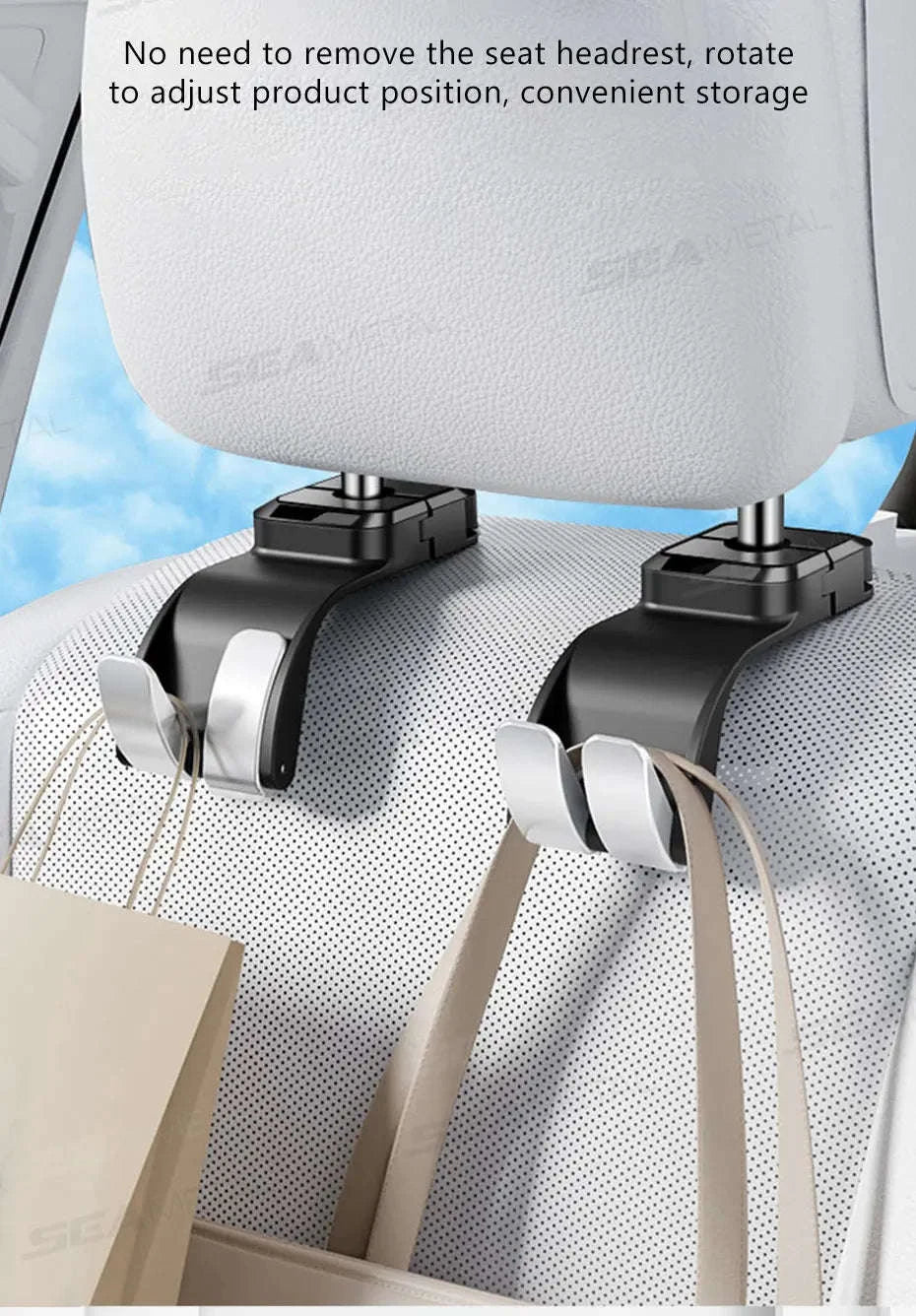 Car Headrest Hook 25kg Foldable Rear Seat Hanger-1pc