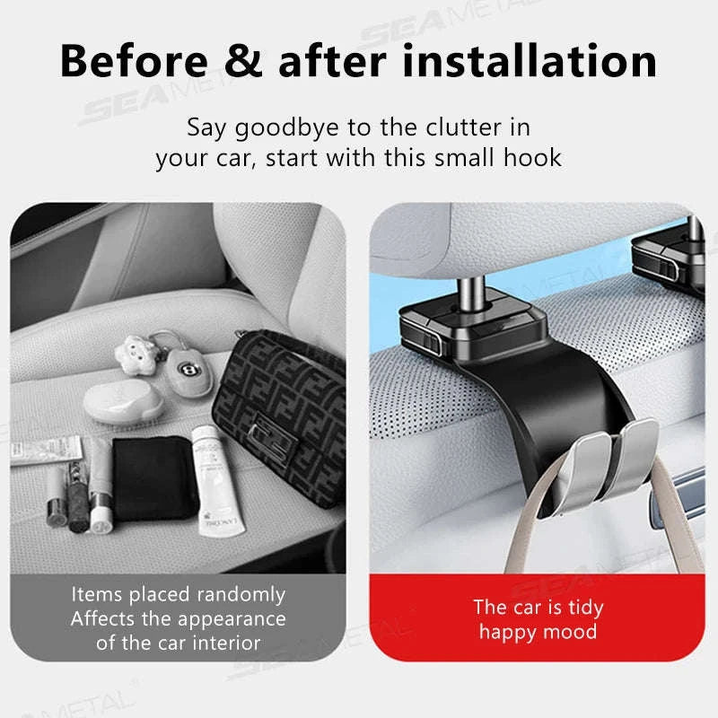 Car Headrest Hook 25kg Foldable Rear Seat Hanger-1pc
