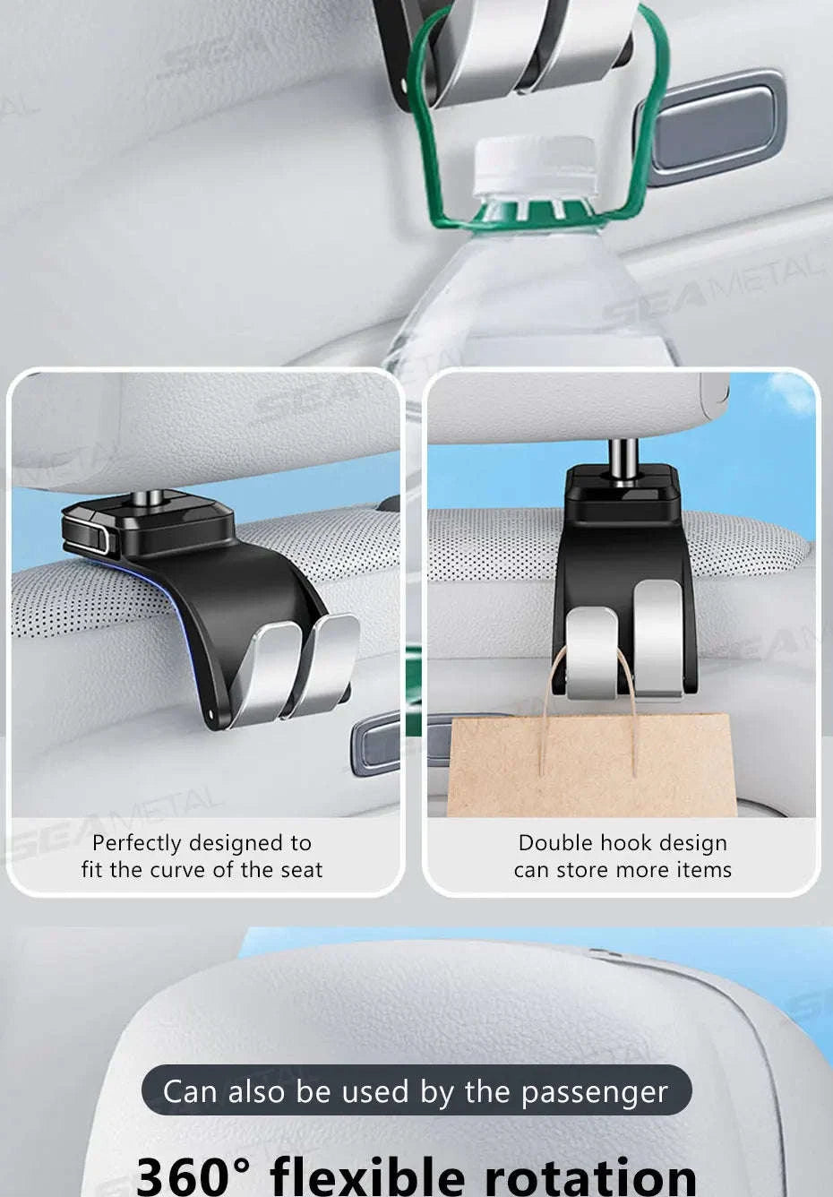 Car Headrest Hook 25kg Foldable Rear Seat Hanger-1pc