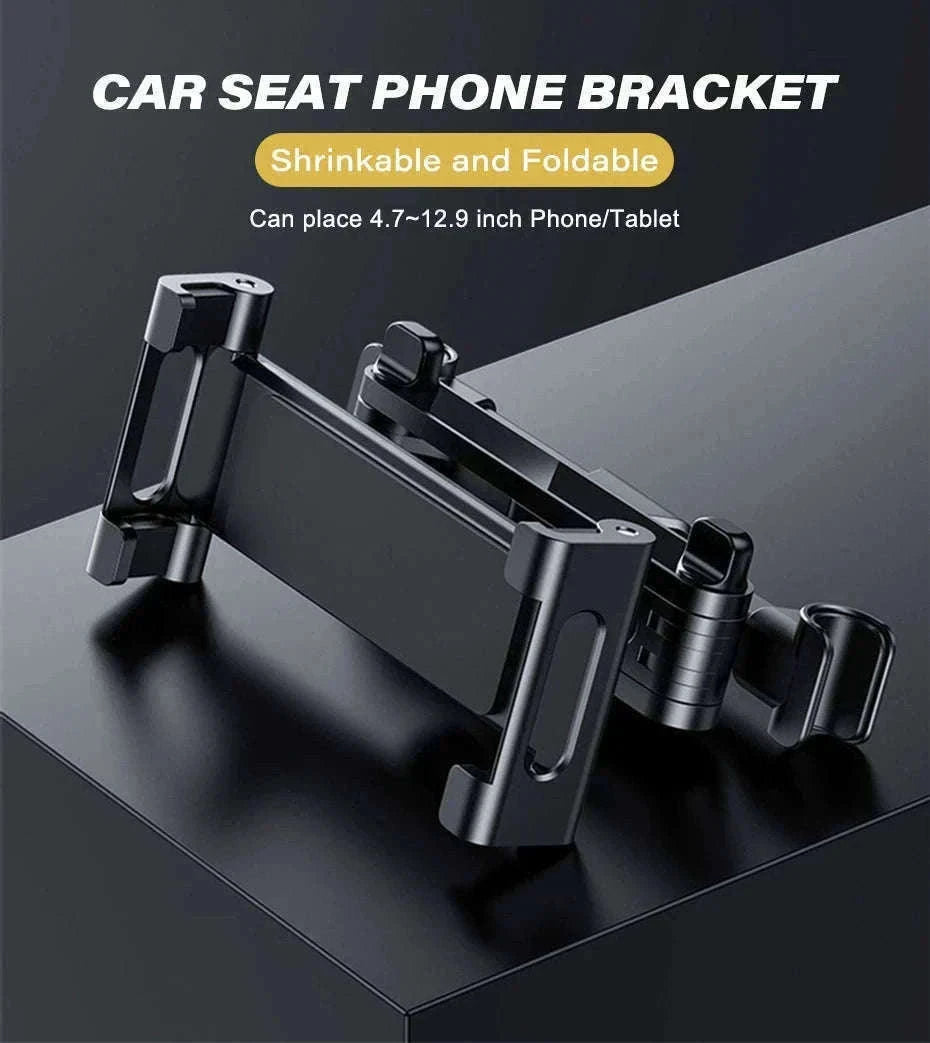 Car Headrest Tablet Holder 360-Degree Rotation Universal 4.7-12.9 Inch Tablet Phone Mount-Black