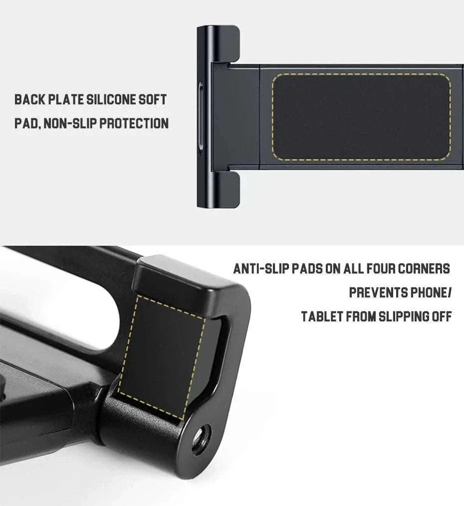 Car Headrest Tablet Holder 360-Degree Rotation Universal 4.7-12.9 Inch Tablet Phone Mount-Black