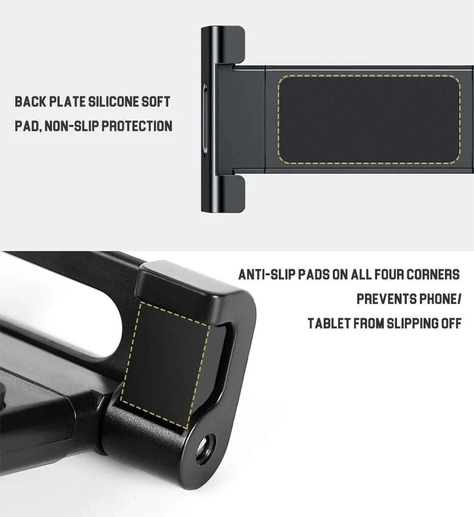 Car Headrest Tablet Holder 360-Degree Rotation Universal 4.7-12.9 Inch Tablet Phone Mount-Black