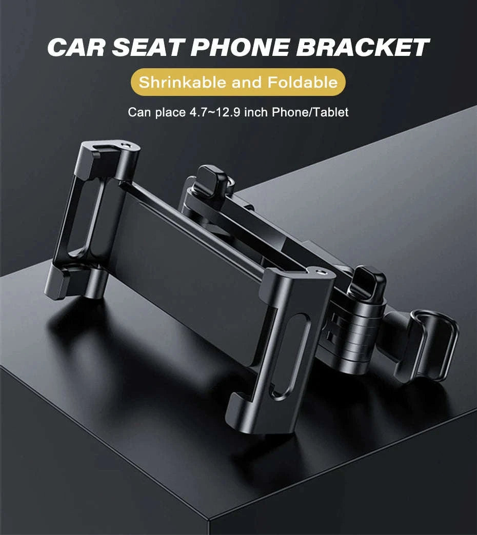 Car Headrest Tablet Holder 360-Degree Rotation Universal 4.7-12.9 Inch Tablet Phone Mount-Black
