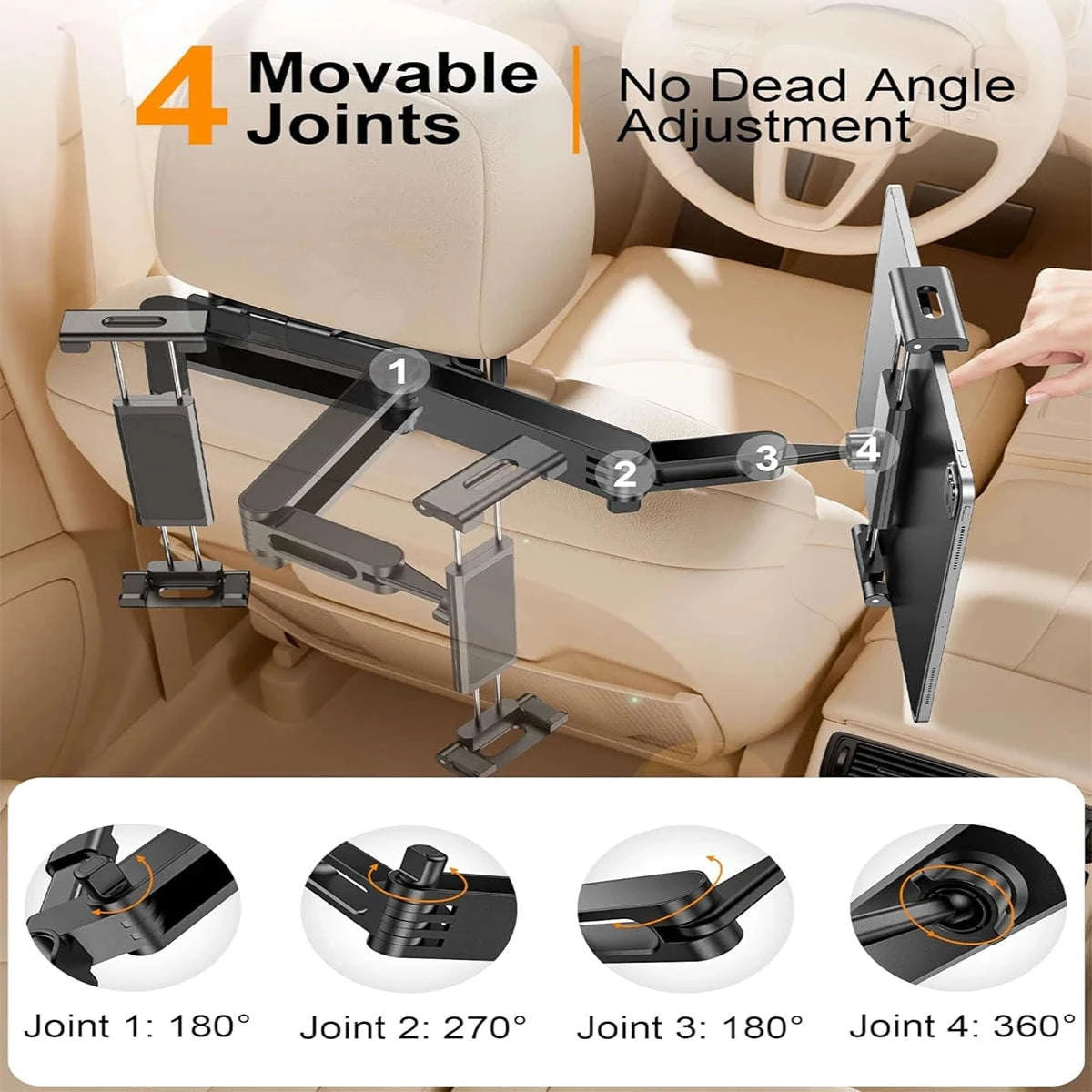 Car Headrest Tablet Holder for 4.5-12.9 Inch Devices-Red