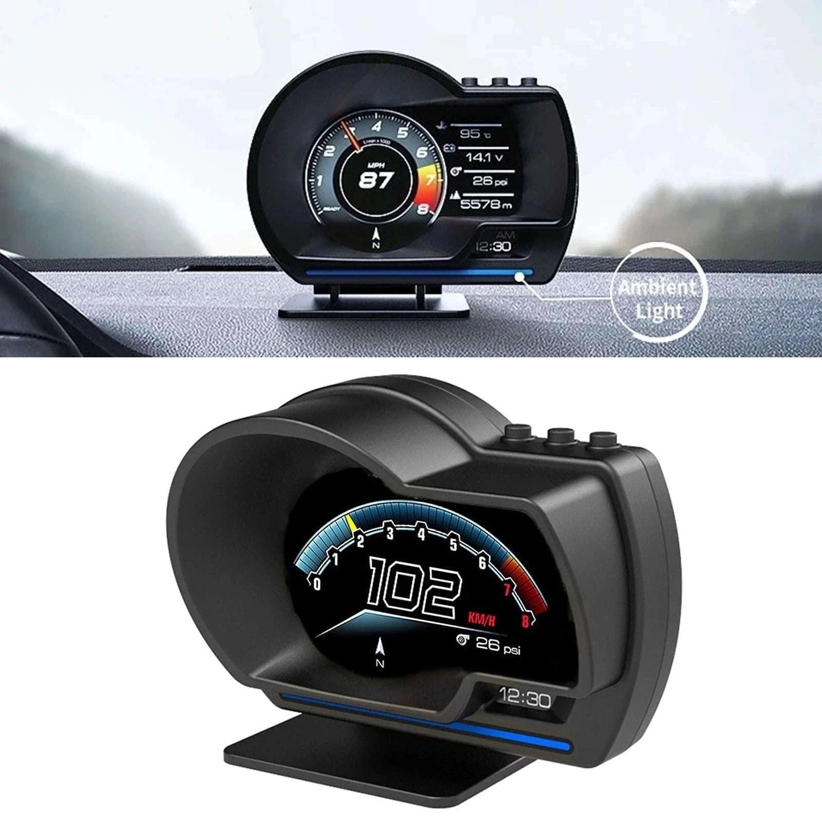 Car HUD Head Up Display OBD2 GPS Smart Gauge-black / China Mainland