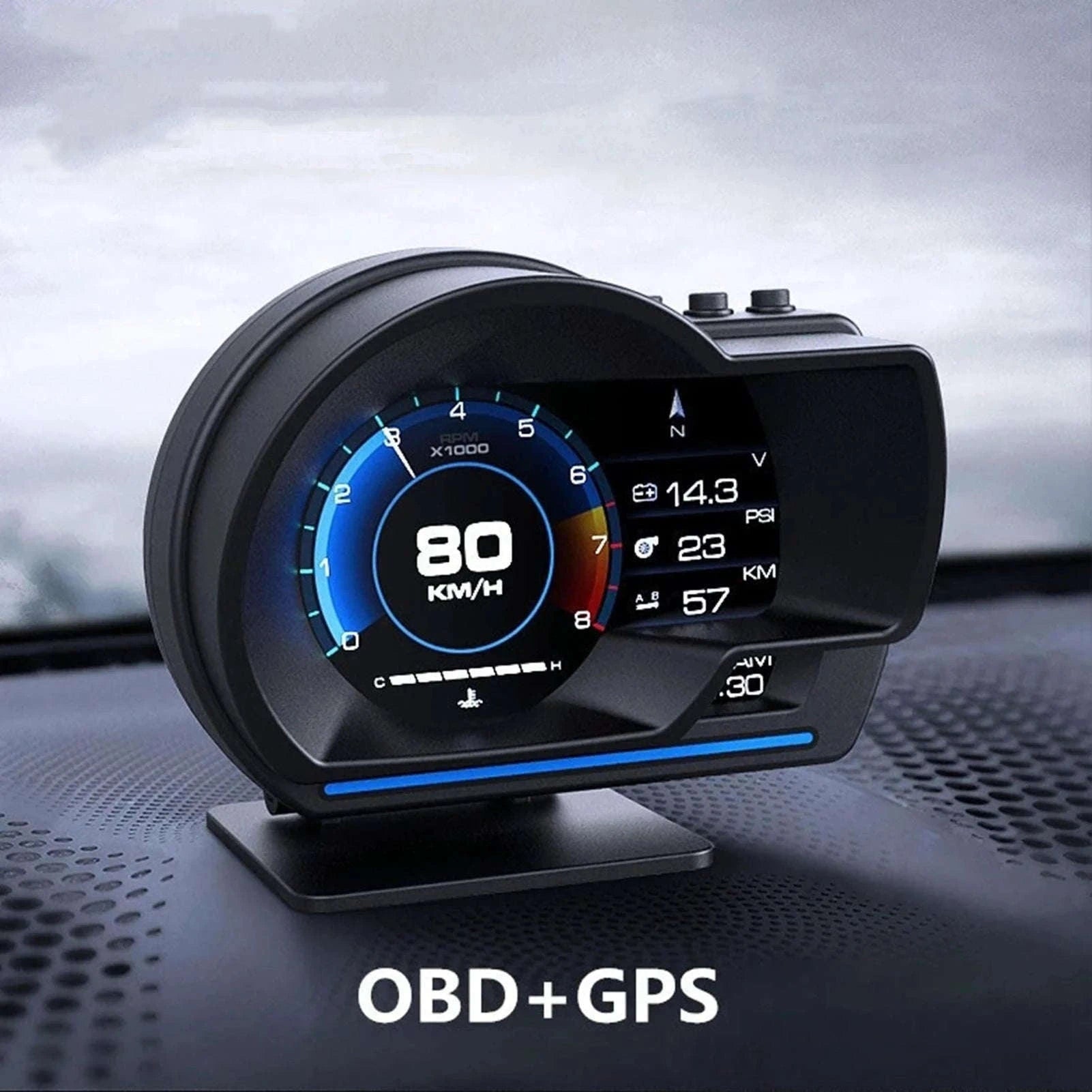 Car HUD Head Up Display OBD2 GPS Smart Gauge-black / China Mainland