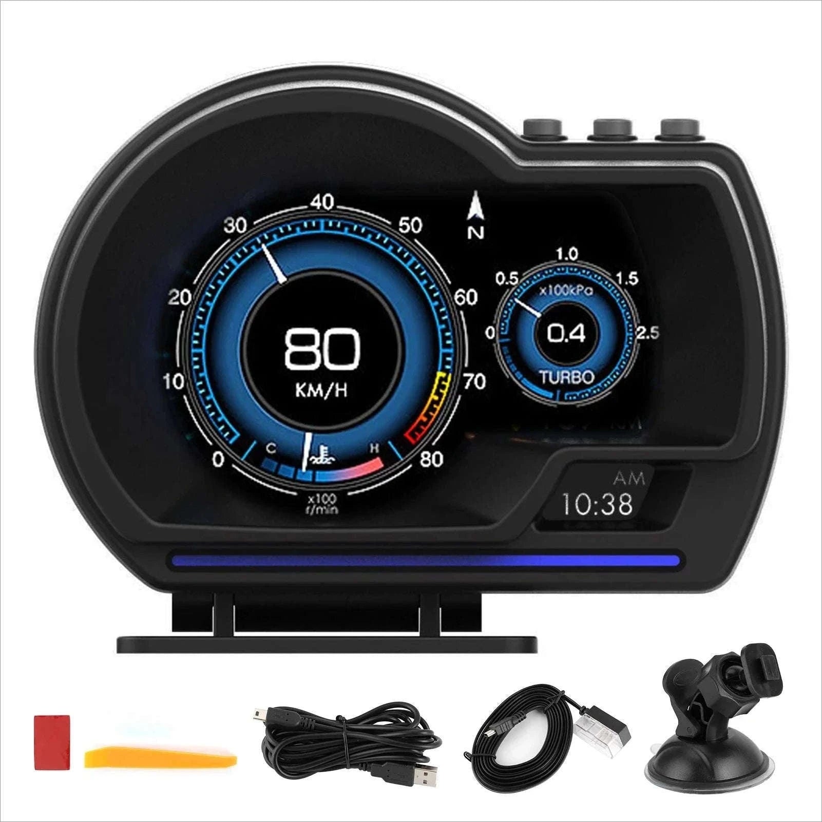 Car HUD Head Up Display OBD2 GPS Smart Gauge-black / China Mainland