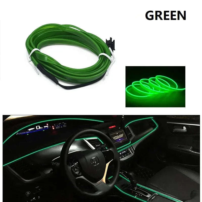 Car Interior Decorative Light Strips – EL Ambient Glow Wire-Ice blue / 5M / 3V Battery Box
