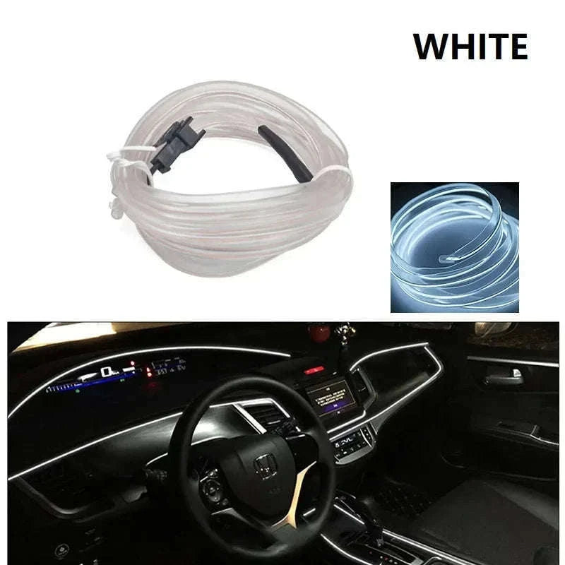 Car Interior Decorative Light Strips for Custom Ambient Glow-Ice blue / 5M / 3V Battery Box