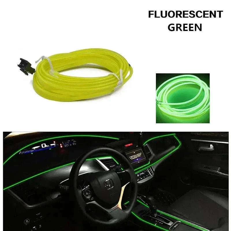 Car Interior Decorative Light Strips for Custom Ambient Glow-Ice blue / 5M / 3V Battery Box
