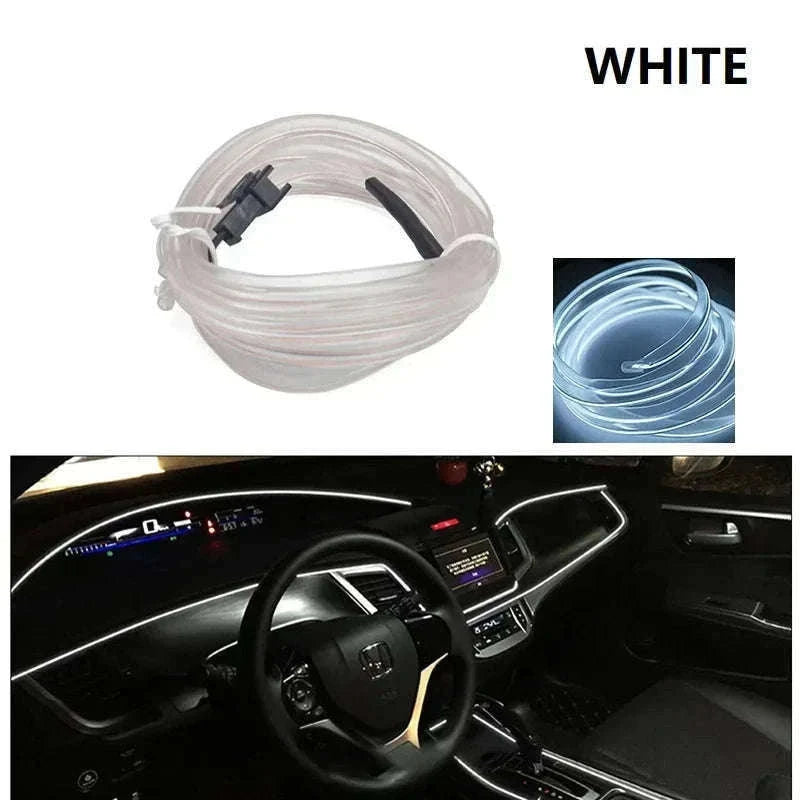 Car Interior Decorative Light Strips for Custom Ambient Glow-Ice blue / 5M / 3V Battery Box