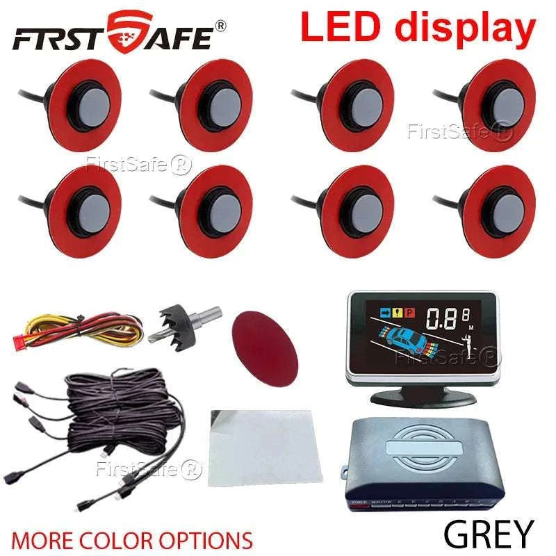 Car Parking Sensor System with LED Display & Voice Alerts Kit-094-BK-8-16MM / English-Turkish