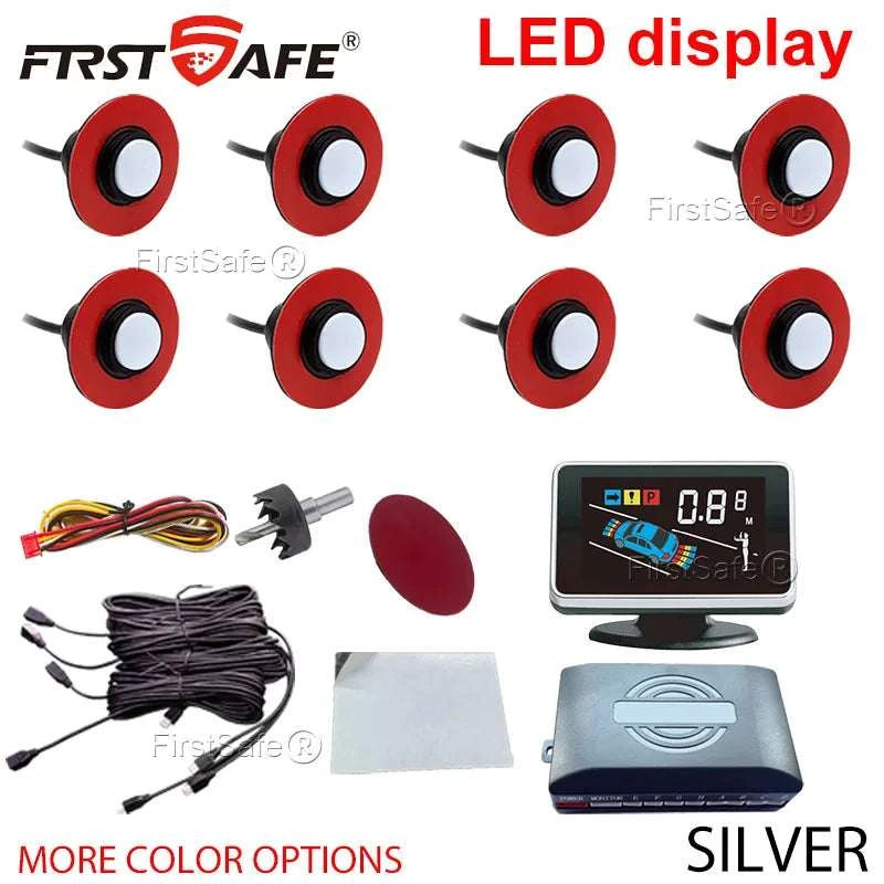 Car Parking Sensor System with LED Display & Voice Alerts Kit-094-BK-8-16MM / English-Turkish