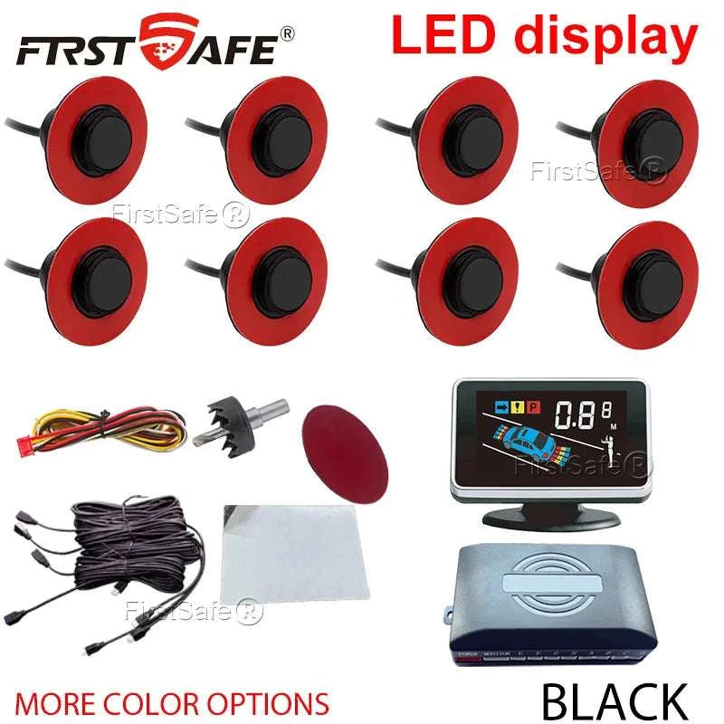Car Parking Sensor System with LED Display & Voice Alerts Kit-094-BK-8-16MM / English-Turkish