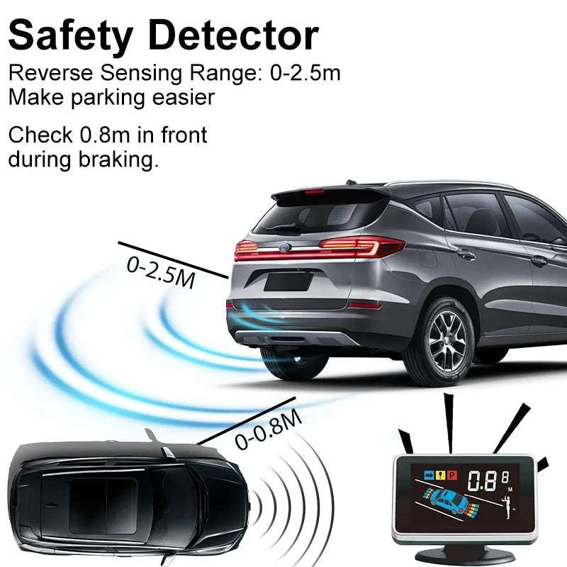 Car Parking Sensor System with LED Display & Voice Alerts Kit-094-BK-8-16MM / English-Turkish