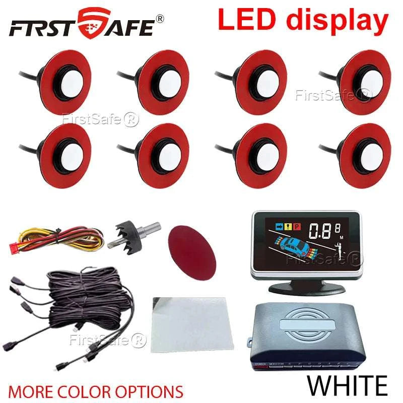 Car Parking Sensor System with LED Display & Voice Alerts Kit-094-BK-8-16MM / English-Turkish