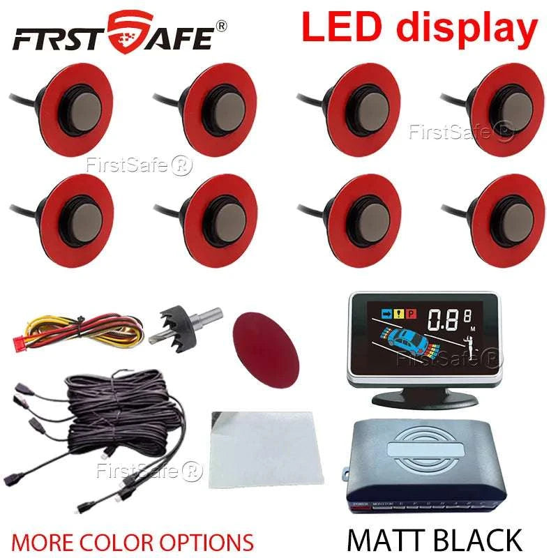 Car Parking Sensor System with LED Display & Voice Alerts Kit-094-BK-8-16MM / English-Turkish