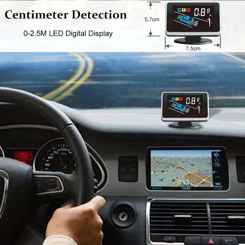 Car Parking Sensor System with LED Display & Voice Alerts Kit-094-BK-8-16MM / English-Turkish