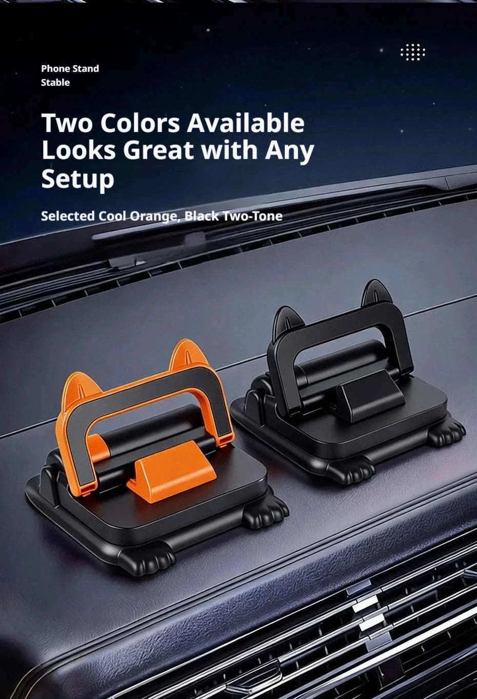Car Phone Holder Dashboard Mount with Auto Lock and Silicone Grip-Black