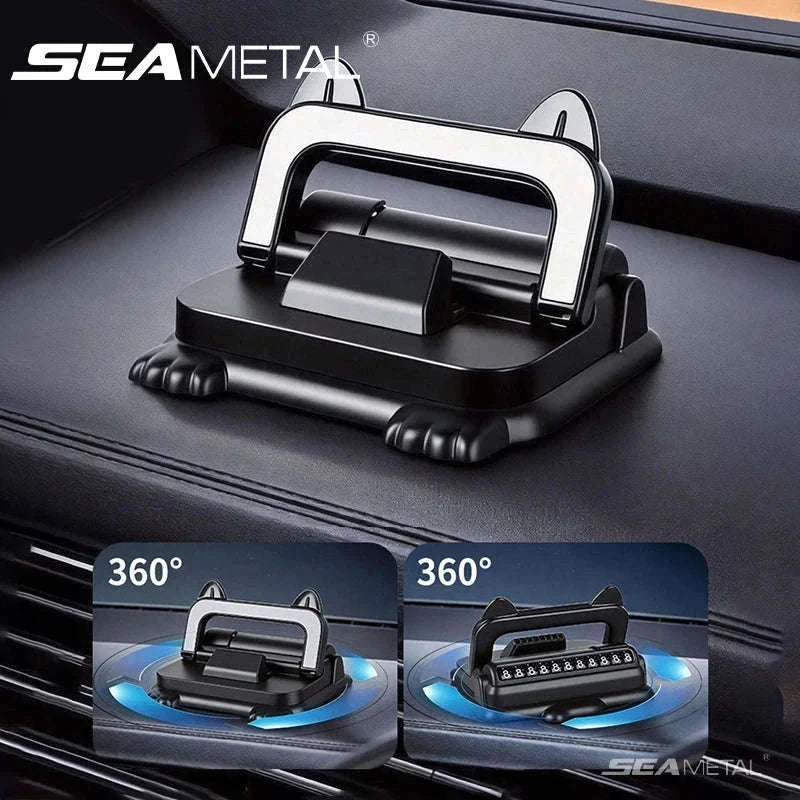 Car Phone Holder Dashboard Mount with Auto Lock and Silicone Grip-Black