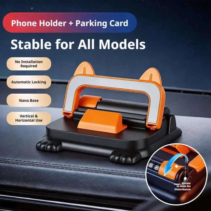 Car Phone Holder Dashboard Mount with Auto Lock and Silicone Grip-Black