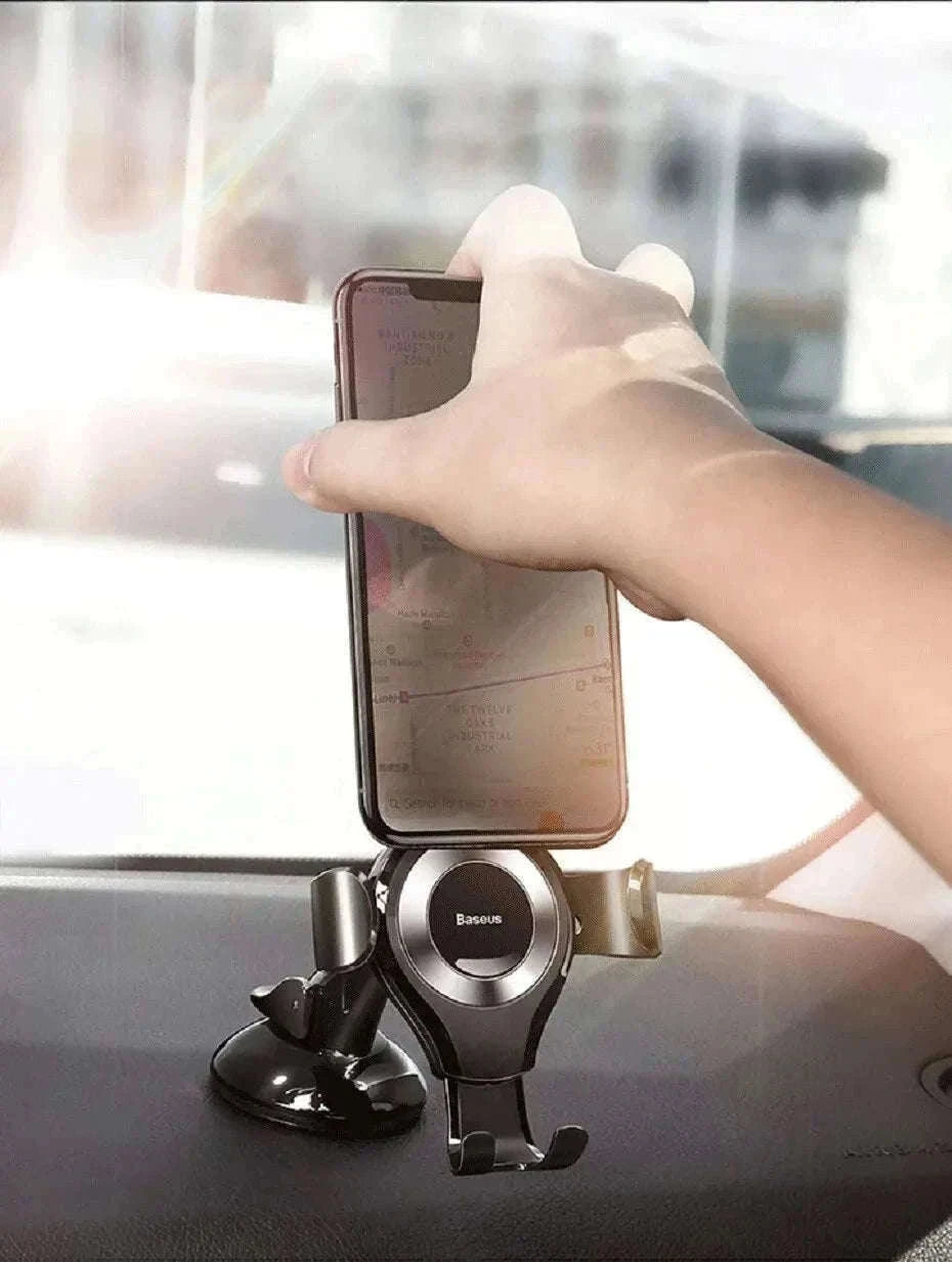 Car Phone Holder with Auto Lock Suction Mount & 360° Rotation-Black