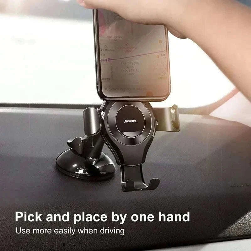 Car Phone Holder with Auto Lock Suction Mount & 360° Rotation-Black