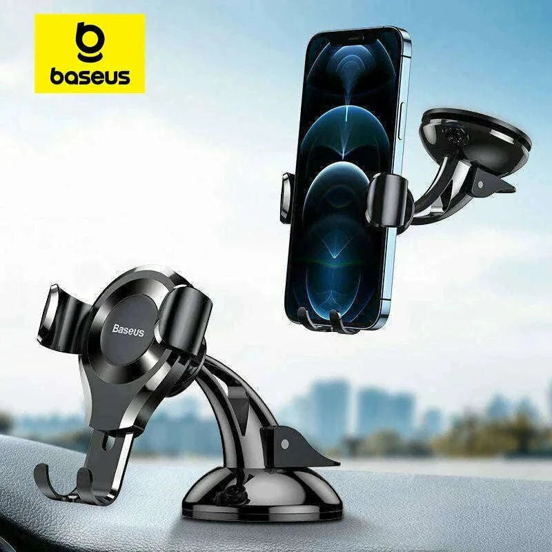 Car Phone Holder with Auto Lock Suction Mount & 360° Rotation-Black