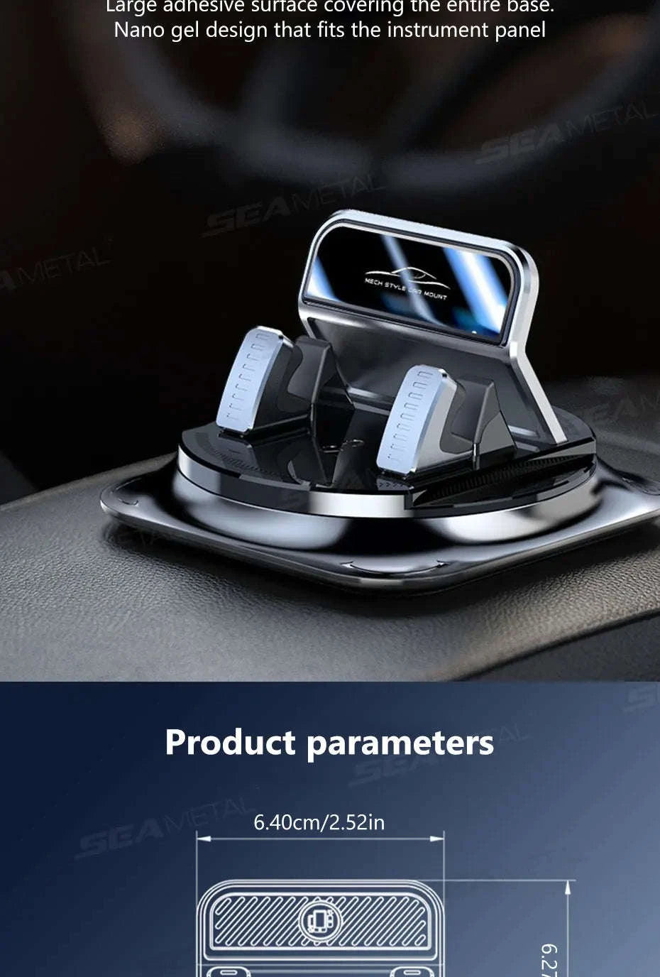 Car Phone Mount Anti-Slip Silicone Dashboard Holder-Option C