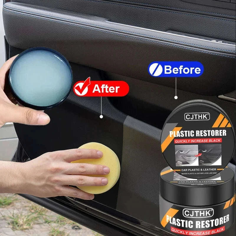 Car Plastic Restorer and Leather Renewal Coating-1pc 50g with sponge