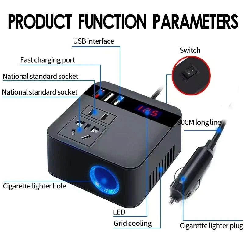 Car Power Inverter 12V/24V to 110V/220V with LED Display-Inverter