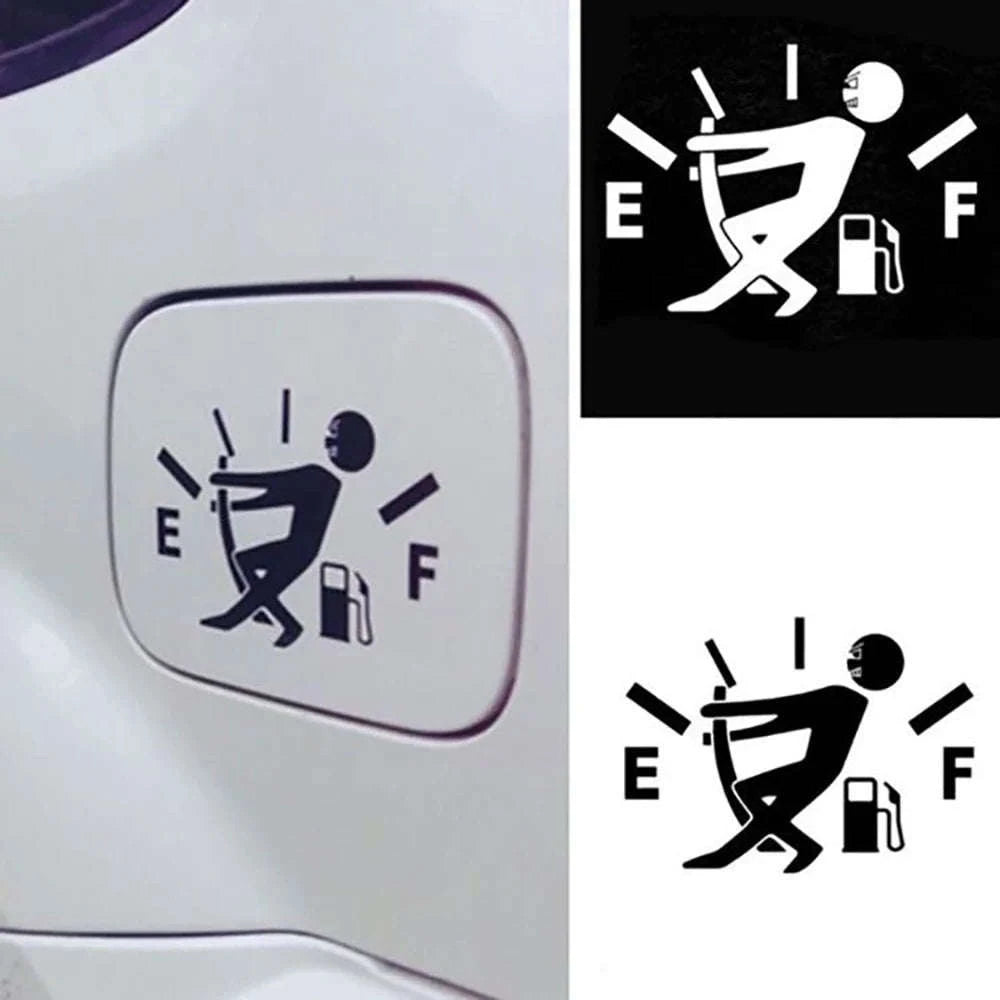 Car Pull Fuel Tank Sticker-White